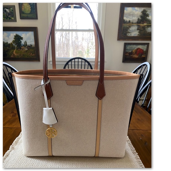 Tory Burch Perry Triple Compartment Canvas Tote - Picture 7 of 8
